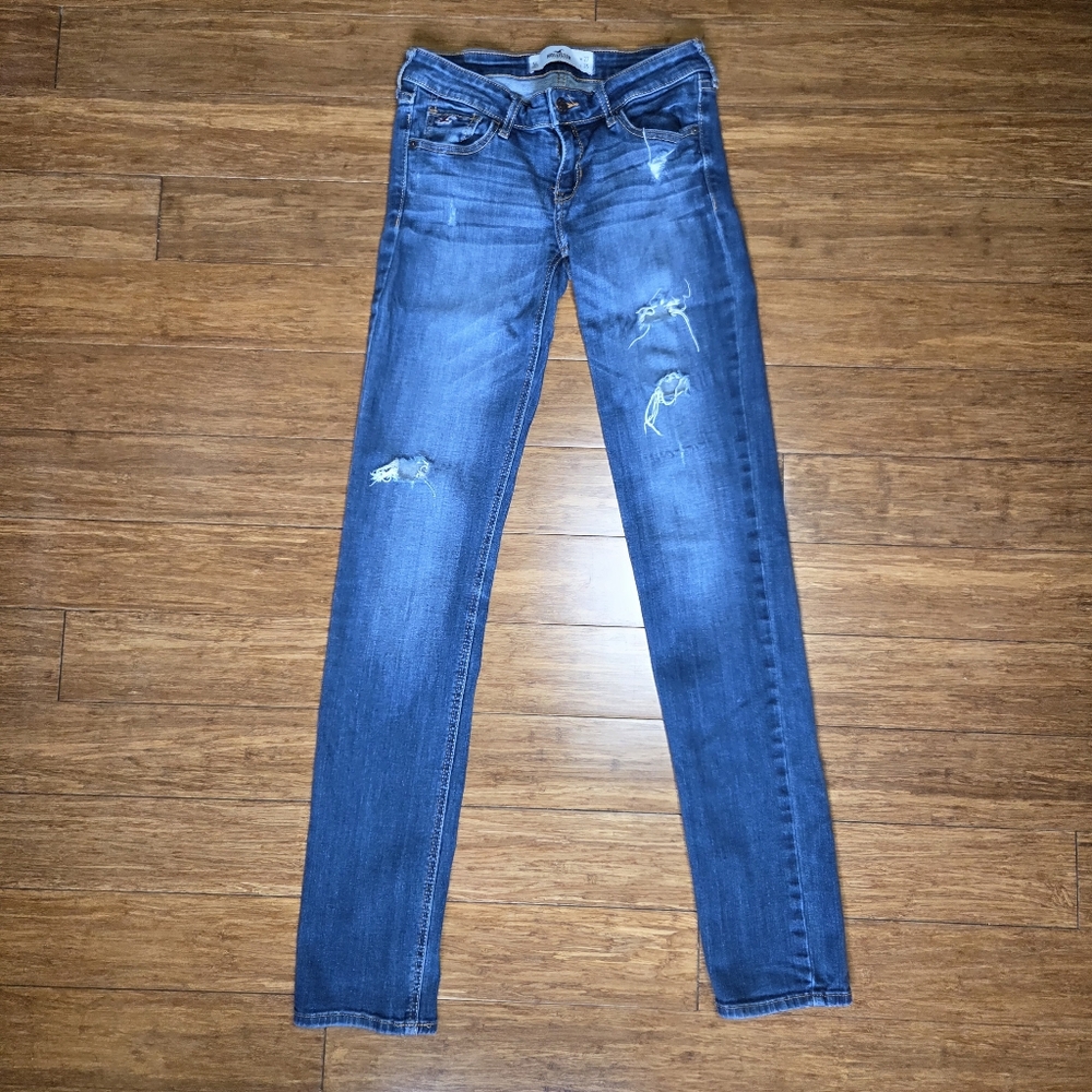 5L Hollister California Dark Blue Distressed Skinny Jeans W 27 L 35